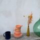 4 salmon ceramic tea or coffee cups
