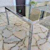 Vintage chrome and glass dining table, Roche Bobois