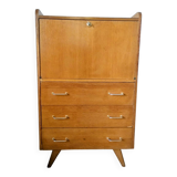 Vintage 1950s secretary desk with compass legs and gilded oak