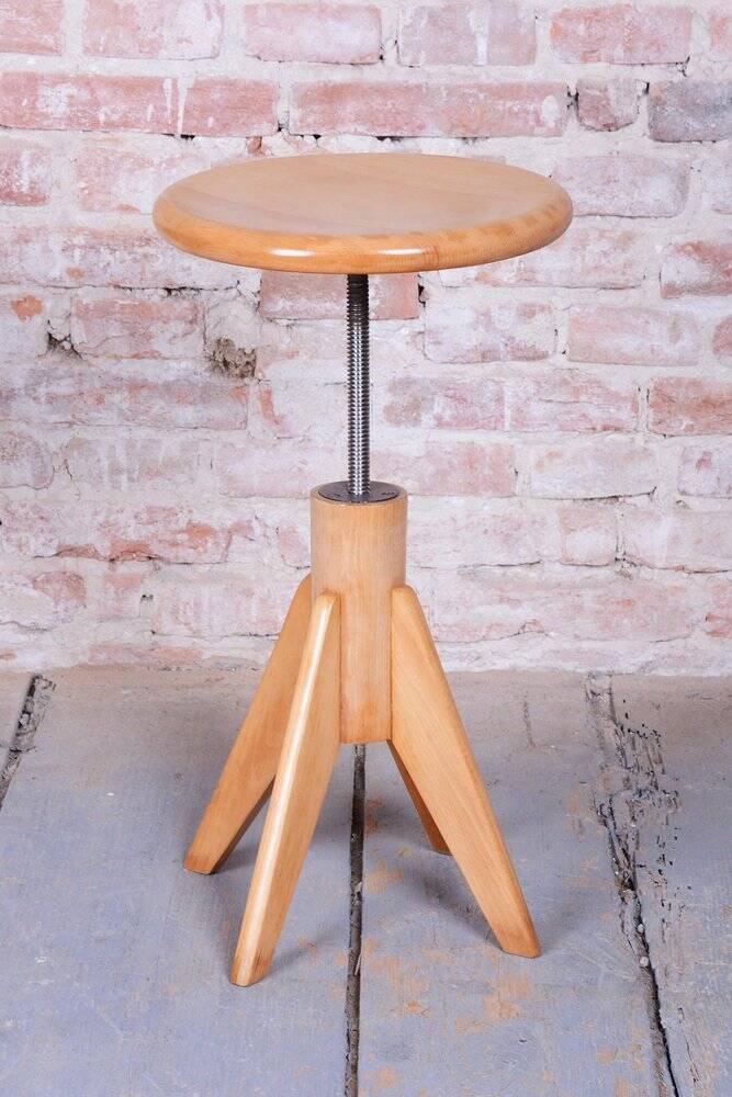 Mid-Century Beech Piano Stool, Czech, 1940s