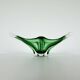 Sculptural Green Murano Style Glass Bowl