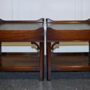 Bedside Tables with Green Leather Top