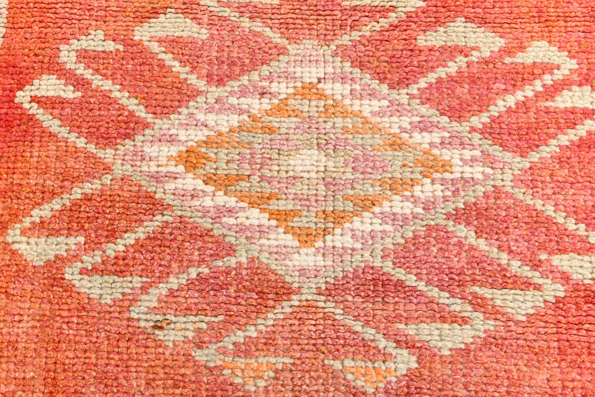 3x11 Tile Red Turkish Runner, Handmade Wool Runner Rug, 96x337Cm