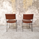 Pair of skai and chrome chairs