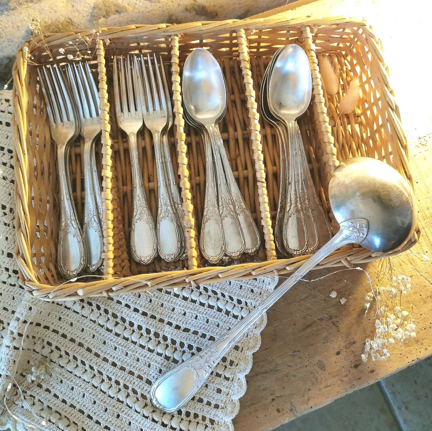 Ercuis 12 antique silver plated metal forks 1910