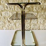 Table d'appoint en verre et laiton avec porte revues, circa 1970