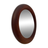 Miroir rond vintage en bois masif