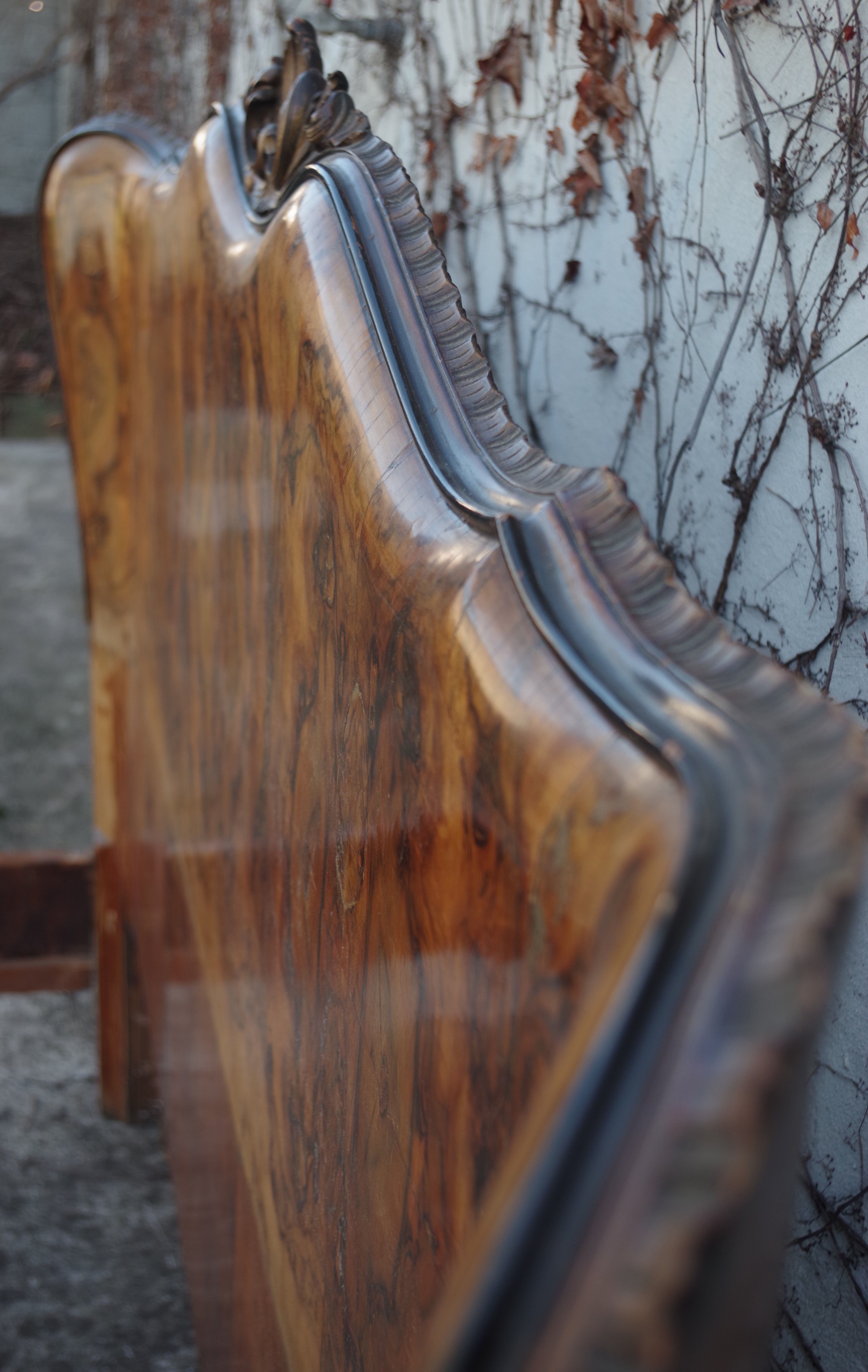 Rounded Walnut Burl Double Bed, 1950s
