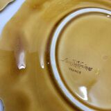 Sarreguemines dessert plates in barbotine with fruit decoration French Vintage