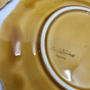 Sarreguemines dessert plates in barbotine with fruit decoration French Vintage
