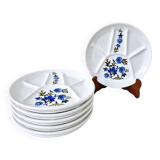 6 assiettes vintage compartimentées faïence collection bali saint amand
