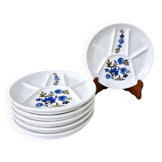6 vintage compartmented earthenware plates bali saint amand collection
