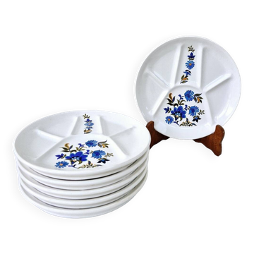 6 vintage compartmented earthenware plates bali saint amand collection