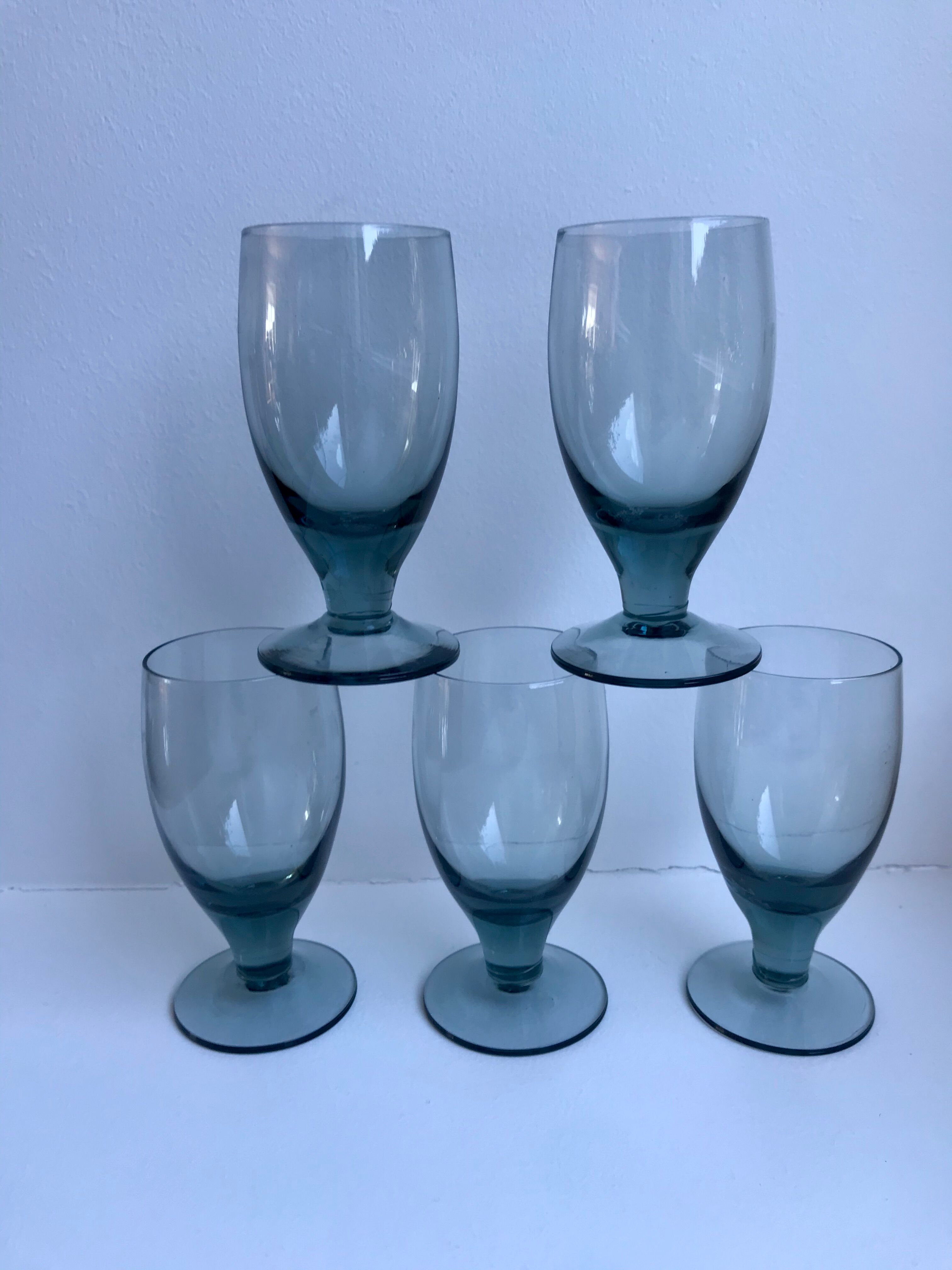 Set of 5 glasses with liqueur smoked glass design 70s