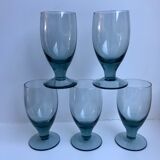 Set of 5 glasses with liqueur smoked glass design 70s