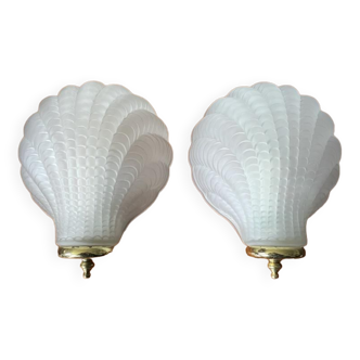 Paire d'appliques coquillage vintage