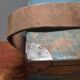Antique wooden trunk with blue patina