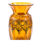 Art déco vase, honey crystal, galvanic coating, Poland, 1930s