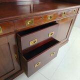 Early 20th-century English mahogany dresser / sideboard – brass campaign hardware