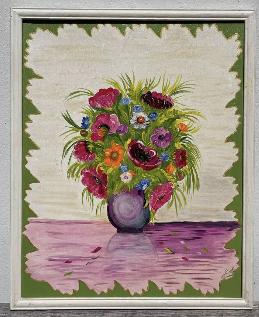 Oil painting on canvas, bouquet of flowers