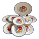 Vintage iron earthenware dessert service - floral model - Rustic HBC Choisy le Roi
