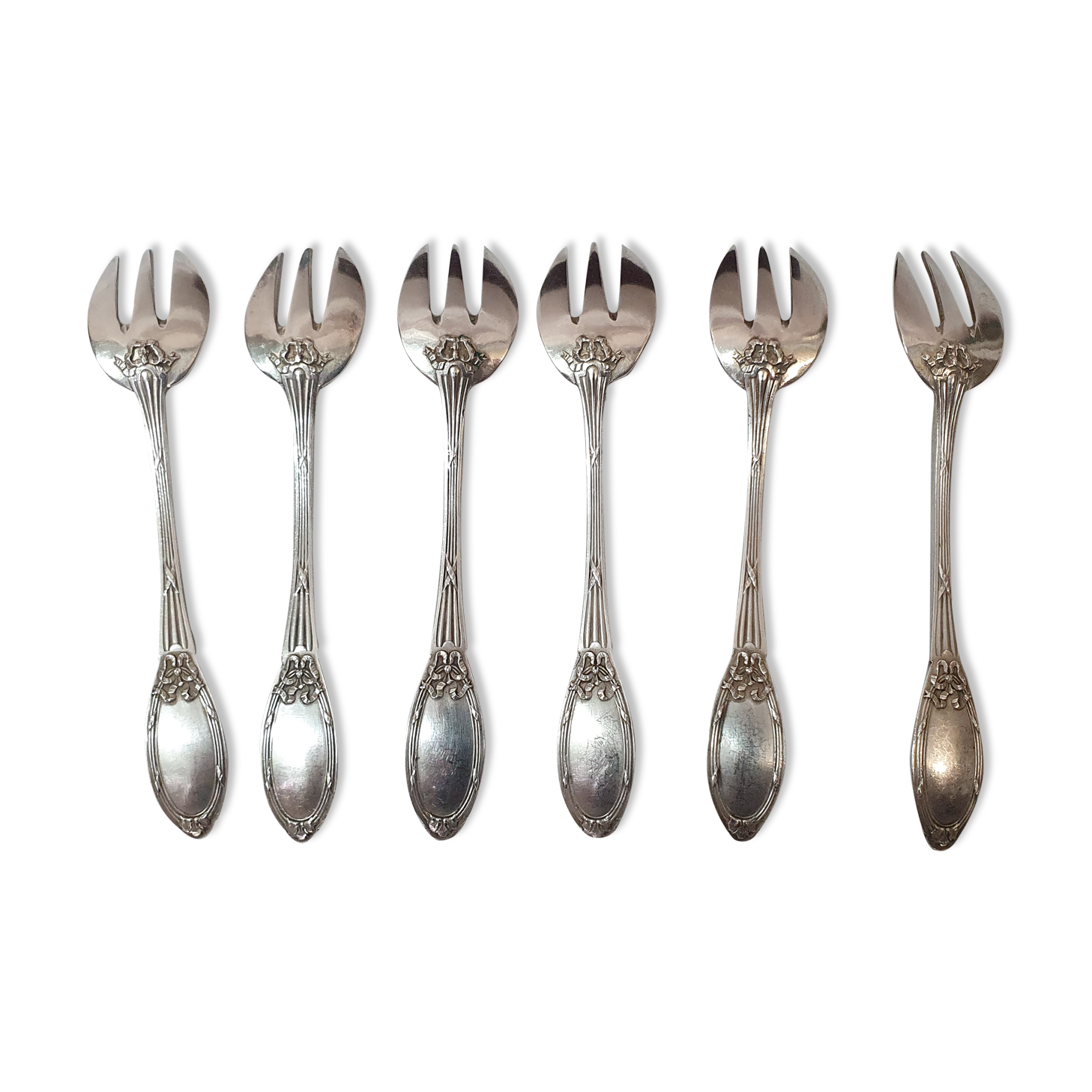 6 boulanger silver oyster forks