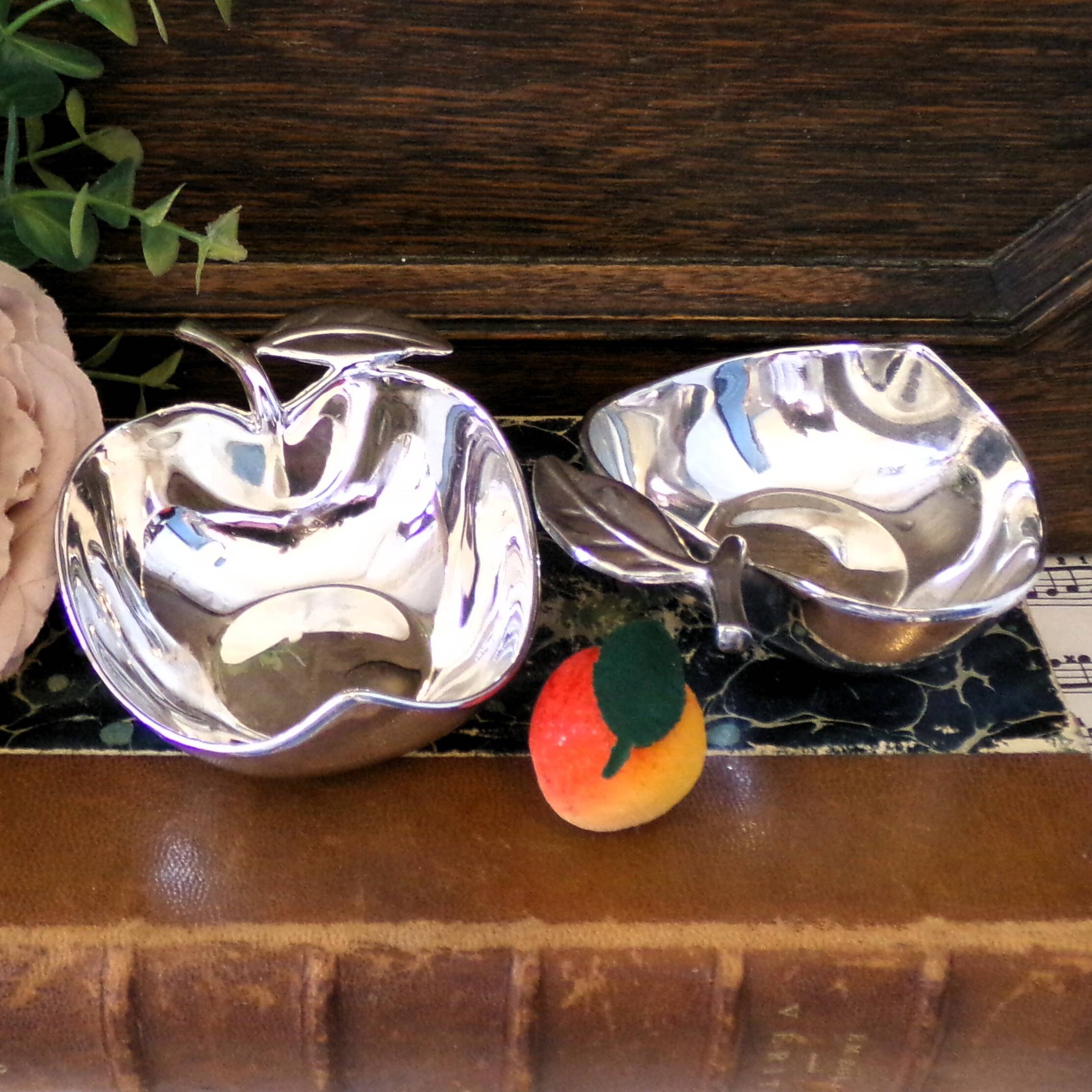 Small silver-plated apple bowls / Trinket dish