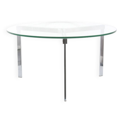 Table basse en verre moderniste avec base en acier inoxydable