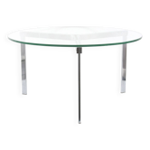 Table basse en verre moderniste avec base en acier inoxydable