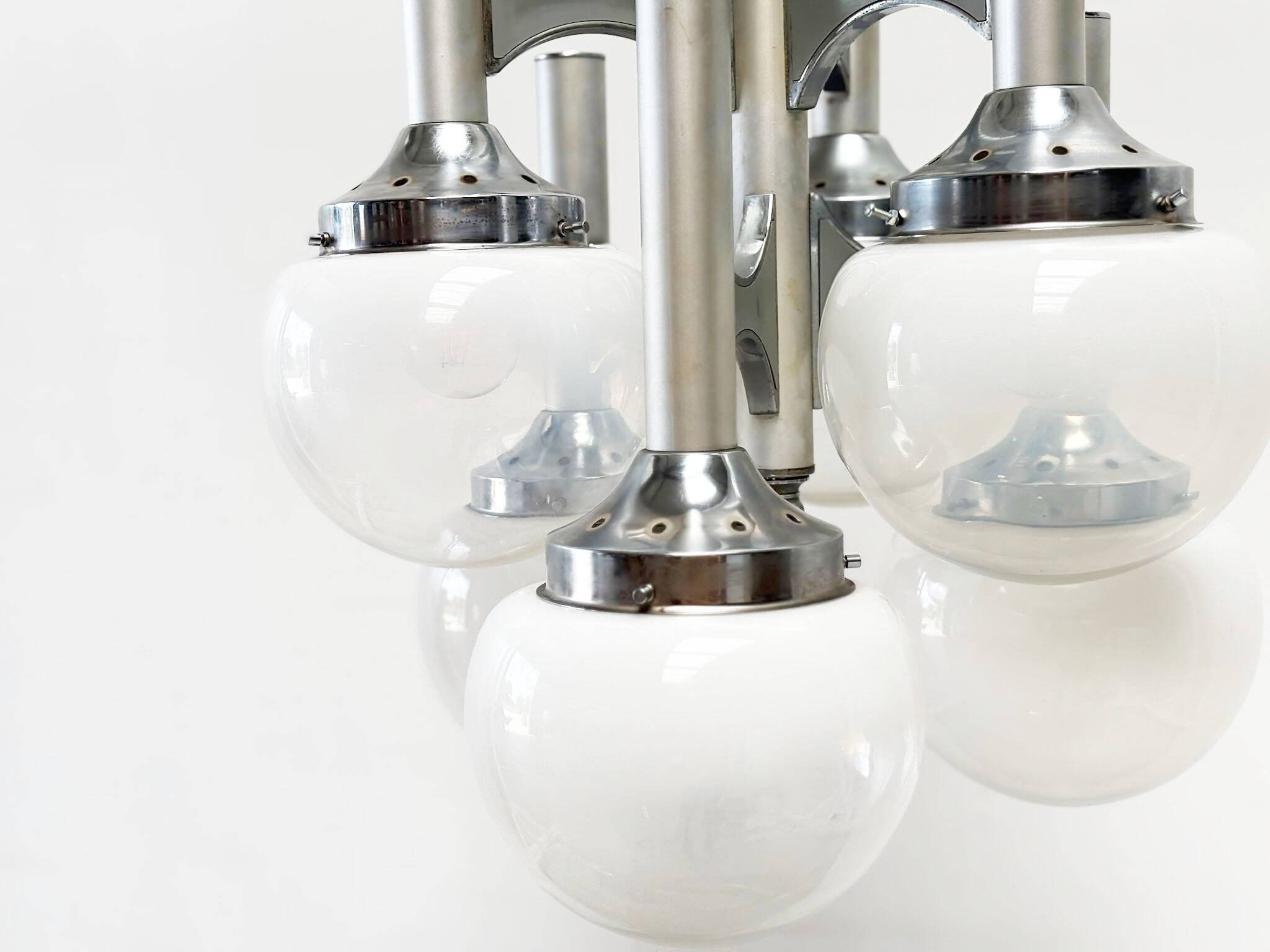 Sciolari chrome "Trumpet" chandelier