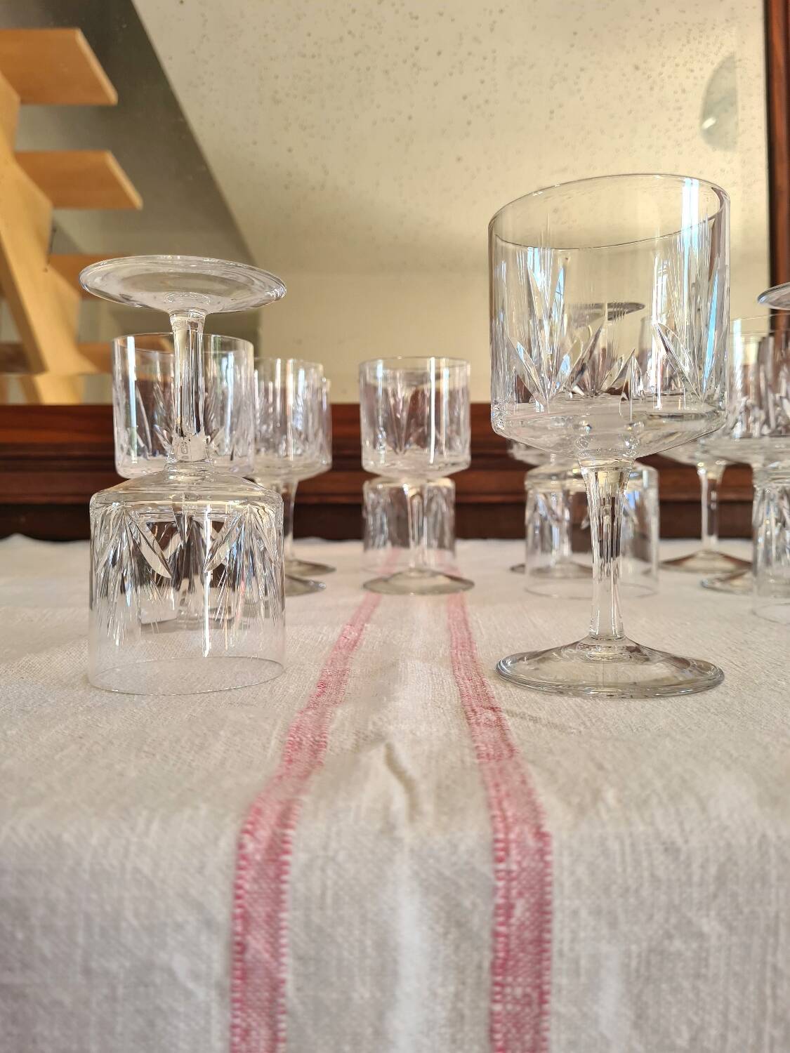 Water and wine glasses from the Royal Manufacture of Bayel