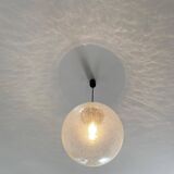 Large glass globe pendant light with bubbles and chrome by Peil & Putzler, Germany, 1970s.