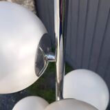 Lampadaire chrome 6 boules opalines