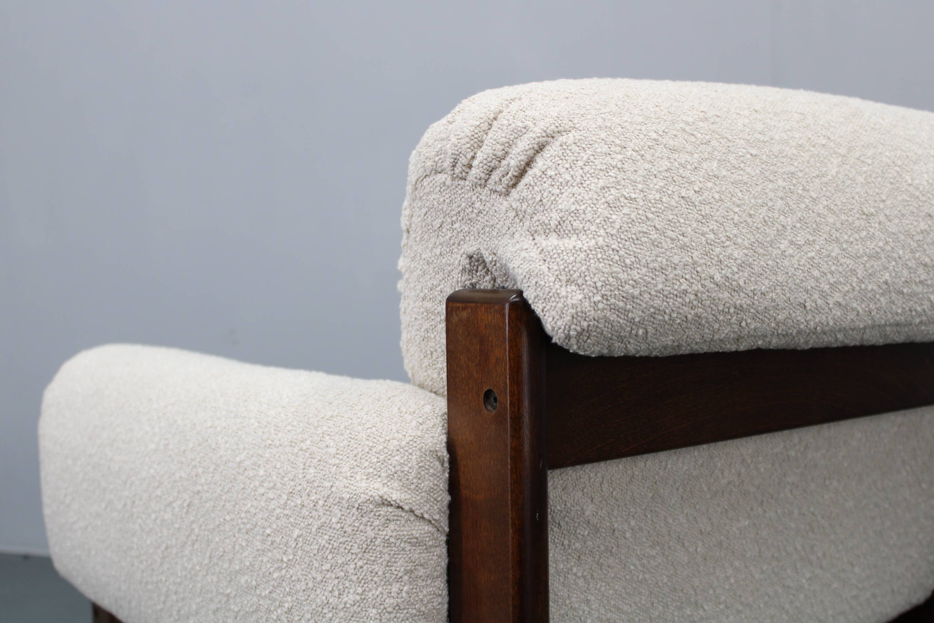Mid-century restored bouclé armchair, Czechoslovakia 1970s