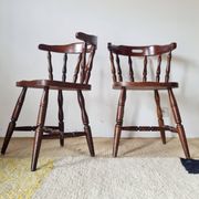 Set of 4 Western Bistro Chairs in Solid Wood – Vintage Pub Style
