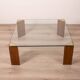 Vintage 80's table in wood, brass and glass, italian design