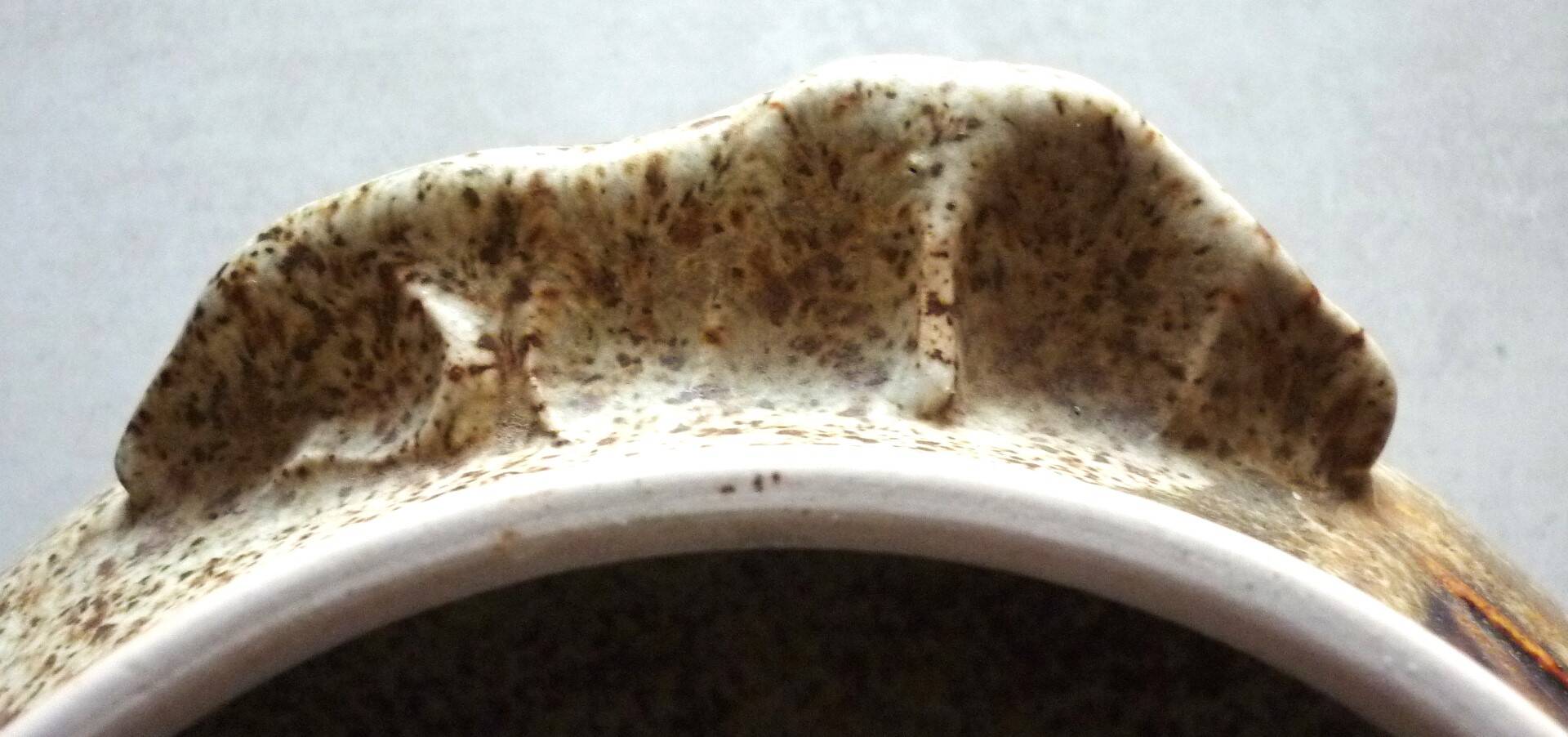 Vegetable dish, covered pot, glazed ceramic art, 1970s, signature to be identified