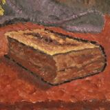 Tableau huile sur nature morte en masonite signé daté 1942