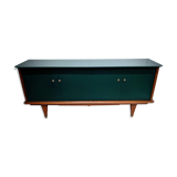 Vintage wooden low sideboard, compass feet