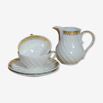 Duo of tea cups and milk jar - Antique porcelain