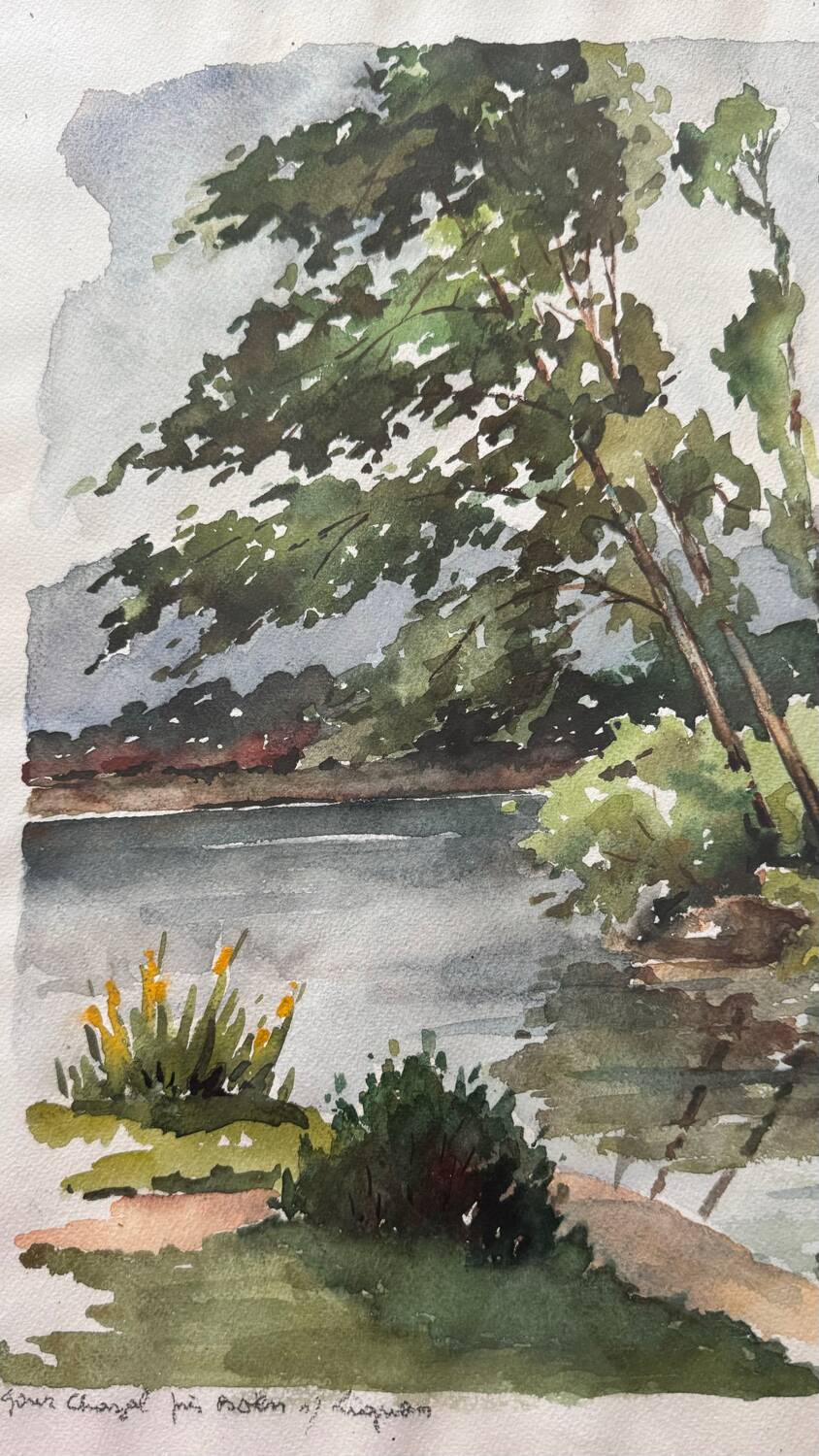 Original watercolor signed Douet (20th century)