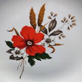 Set of 8 plates + 1 vintage oval dish Moulin des Loups Champêtre red