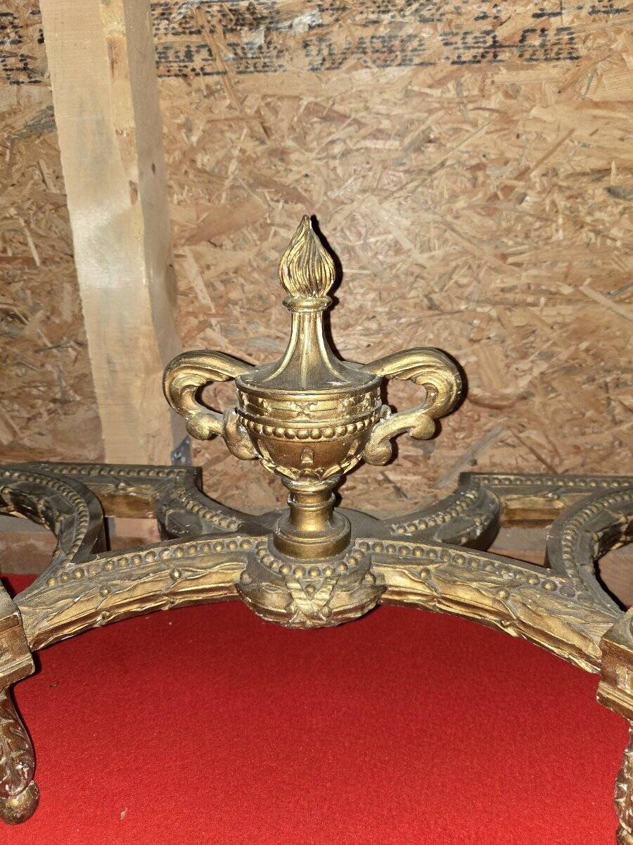 Louis XVI style demi-lune console – carved wood and marble top