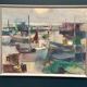 Large Original Swedish Oil on Canvas – “Port” by Finn Hillerup – Signed – Vintage & Framed