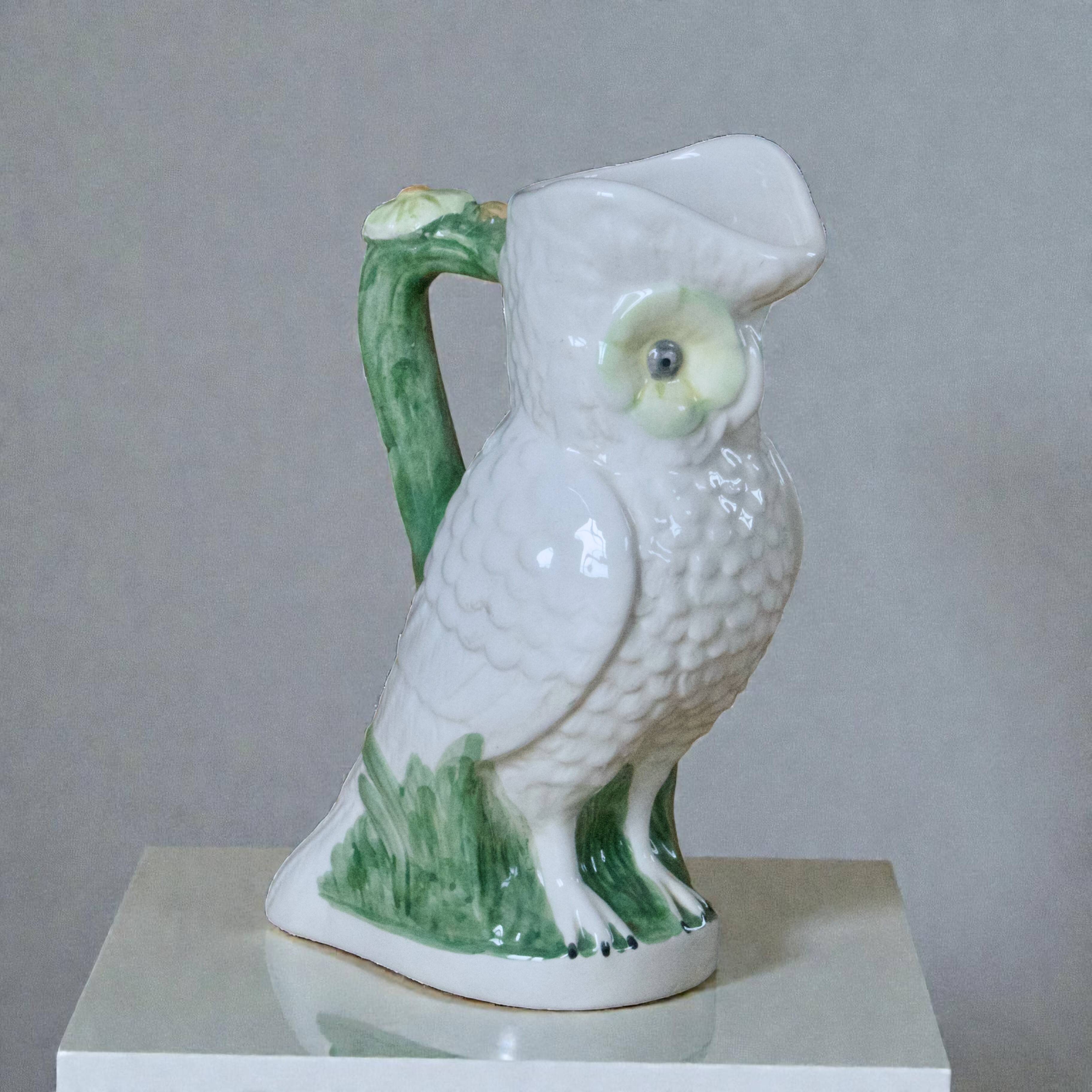 Large antique owl/owl earthenware carafe