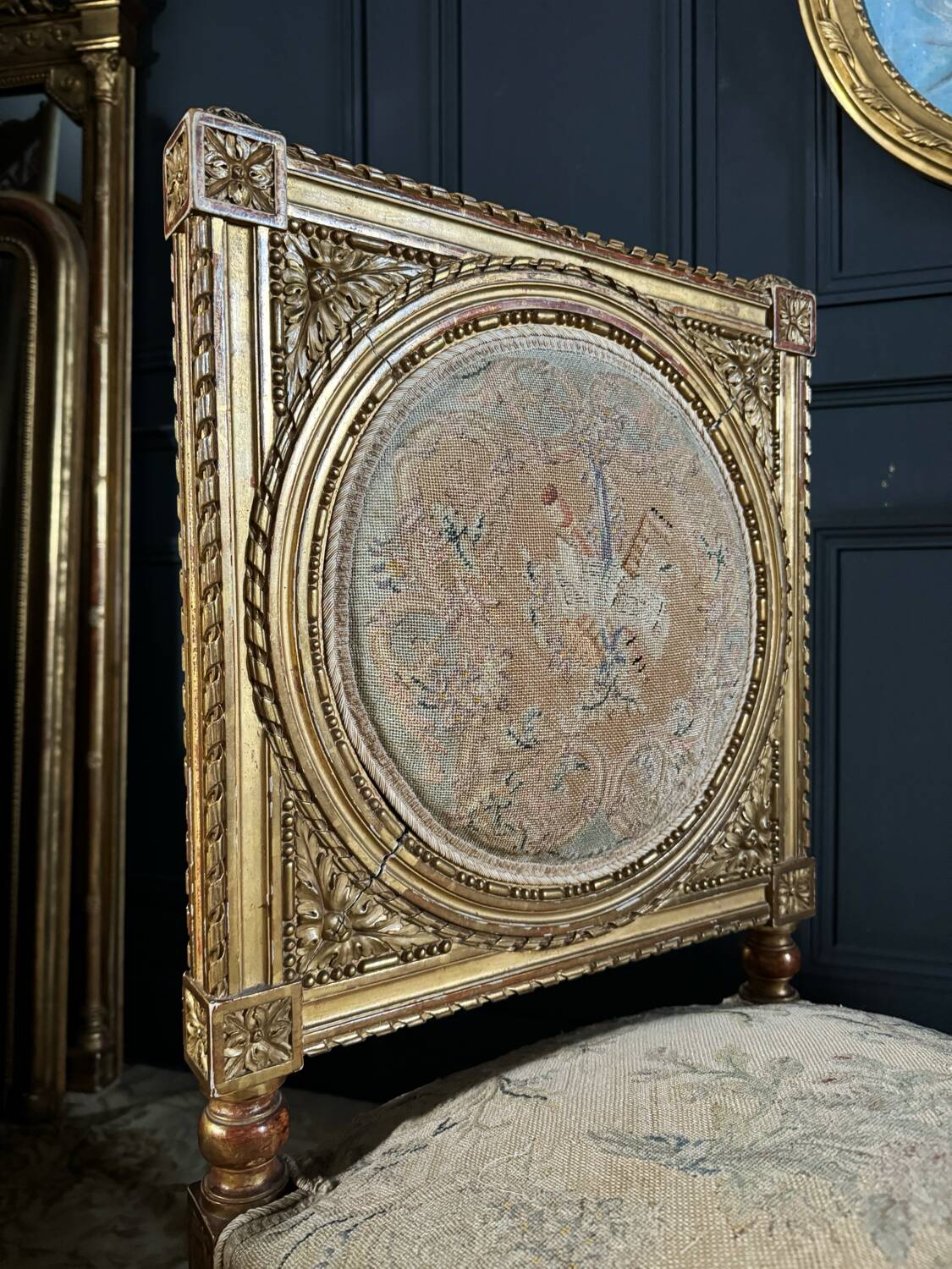 Important Napoleon III Period Bench in Gilded and Carved Wood in Louis XVI Style - 19th Century