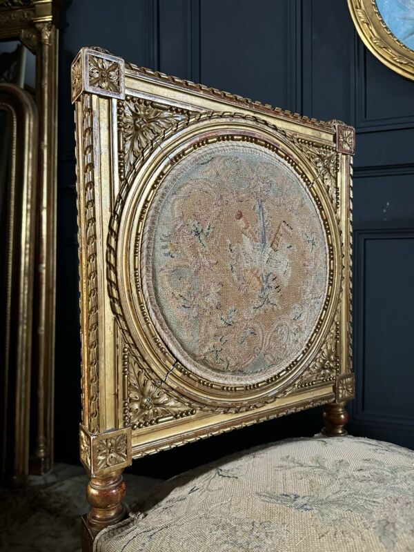Importante Banquette D’époque Napoléon III En Bois Doré Et Sculpté De Style Louis XVI - XIXe