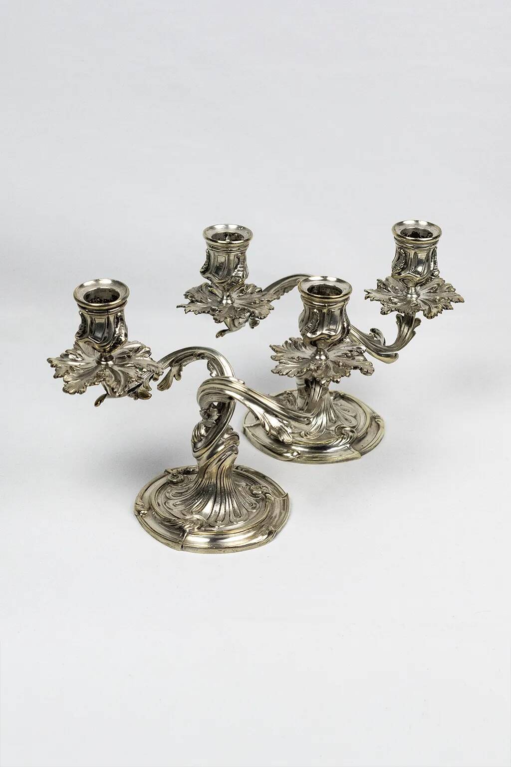 Pair of Christofle candlesticks 19th century – Trianon model silver-plated bronze