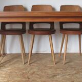 70's chrome teak table