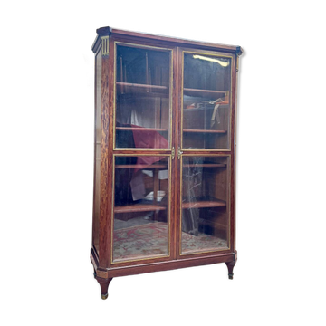 Bibliothèque, vitrine en acajou moucheté de style louis xvi xix eme si
